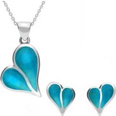 Turquoise Jewellery Sets Sterling Silver Turquoise Split Heart Two Piece Set