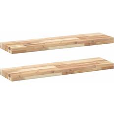 Mensole da Parete Floating Shelves 80 x 20 x 4 cm Untreated Solid Wood Acacia Wall Shelf