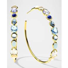 Topaz Earrings Ippolita 18K Yellow Gold Rock Candy Multi Stone Mixed Cut Hoop Earrings