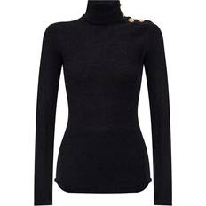 Balmain Mies Neuleet Balmain Balmain-Mohair Button Sweater Maglioni Nero-Donna Black 38FR