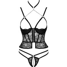 Lingerie & Costumes Abierta Fina Black Lace Corset Set 85b/l