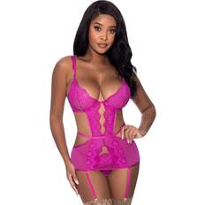 Magic Silk Exposed Berrylicious Set Klänning med Utskärningar och G-string Fuchsia L/XL