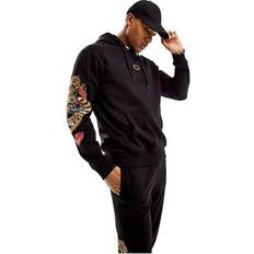 Clothing Criminal Damage dragon detail embriodery hoodie in black