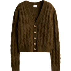 Damen Cardigans H&M Cable Knit Cardigan - Dark Khaki Green