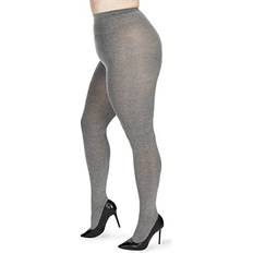 Elastane/Lycra/Spandex - Women Support Pantyhose MeMoi Brooklyn Flat Knit Sweater Tights Dark Gray Heather Small/Medium