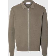 Marrone - Uomo Cardigan Selected Homme Knitted Zip-front Cardigan