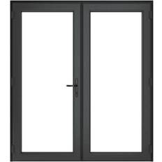 Grey Doors Crystal Crystal UPVC Grey Left Hand Double Glazed French with 150 mm Cill - 1790 2090 mm Interior Door Clear Glass (x)