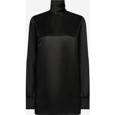 Silk Blouses Dolce & Gabbana Silk-satin Turtleneck Top Black IT40