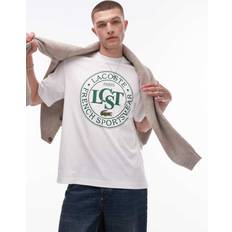 Lacoste front signature logo t-shirt in white