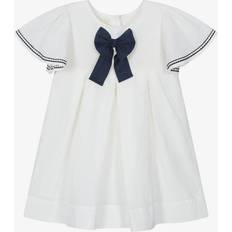 Powell Craft Girls Ivory Linen & Cotton Dress