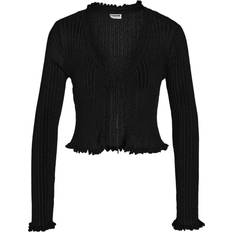 Läpinäkyvä - Nainen Neuletakit Noisy May lettuce edge sheer tie front cardigan in black