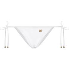 Gold Bikini Sets Dolce & Gabbana logo-plaque side-tie bikini bottom women Spandex/Elastane/Spandex/Elastane/Nylon/Nylon White