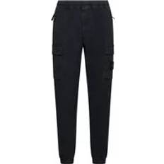 Stone Island Byxor & Shorts Stone Island Sweatpants, male, Black, Black Tapered Cotton Trousers