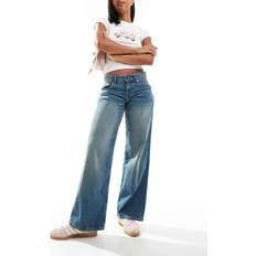 Motel low rise parallel jeans in vintage blue green