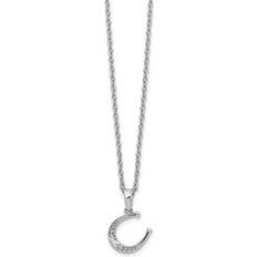 QW444-18 Sterling Silver Diamond Horseshoe Necklace