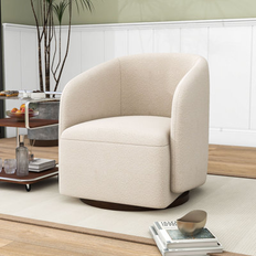 Ebern Designs Keyshauna Swivel Accent Chair 29.0 H x 26.0 W x 24.5 D Brown/White Armchair