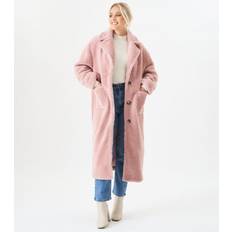 Pink - Women Coats Gini London Womens Longline Teddy Coat Blush