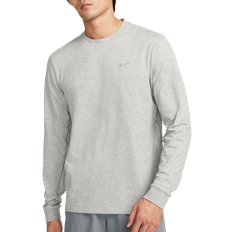 Men - Yoga Tops Nike Primary Men's Dri Fit Long-Sleeve Versatile Top - Dark Grey Heather/Heather/Smoke Grey