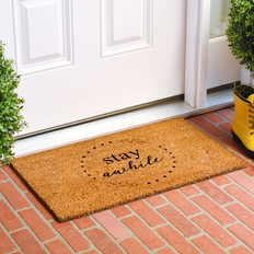 Plastic Entrance Mats Capucina Stay A While Wreath Doormat 17 x 29 in - Natural & Black