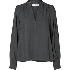 Stretch Blusar Selected Femme V-ringning Blus Grå