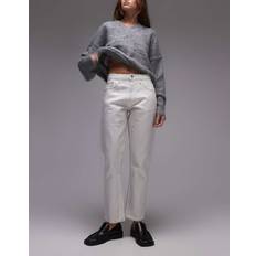 Silver - Women Jeans Topshop silver foil cropped mid rise straight jeans in white