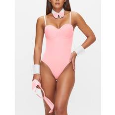 Ann Summers Tuxedo Pink Bunny Sexy Outfit, Velvet Adult Halloween Costume, Naughty Rabbit Roleplay Outfit with Bunny Ears & Fluffy Tail