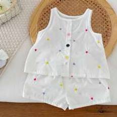 M Övriga sets Shein Summer Baby Girls Embroidered Top And Floral Shorts Set