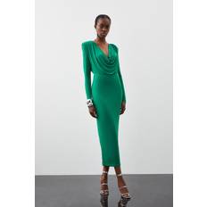 Karen Millen Women Dresses Karen Millen Jersey Crepe Midaxi Cowl Neck Dress Green