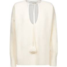 Maglione di lana - Oro Maglioni GOLDEN GOOSE Ribbed Wool Sweater With V Neck And Drawstring With Tassels, Woman