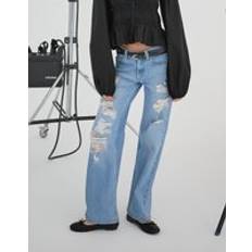 Nelly Blåa Byxor & Shorts Nelly Low Waist Loose Jeans - Blå