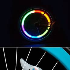 Dechoicelife (a-Colorful) LED Bicycle Lights Waterproof Neon Bike Wheel Spoke Light Tyre Tire Valve Dust Caps Motorcycle Safety Warning Lamp For MTB Road