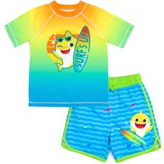 Swimsuits Pinkfong Baby Shark Toddler Boys UPF Rash Guard and Swim Trunks Outfit Set Surf's Up! 4T