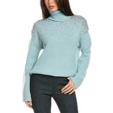 Women - Wool Blouses Cinq Sept Alani Rhinestone Crackle Wool-Blend Turtleneck Top