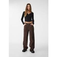 Brown - Women Jeans Stradivarius Baggy-Jeans mit Animalprint Braun