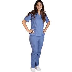 Overalls M&M Scrubs Women Scrub Set Medical Scrub Top and Pants Ceil Blue