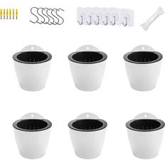 6 Pack White Hanging Planter Pots