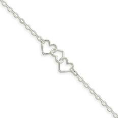 Silver Anklets Sterling silver 9inch solid polished fancy heart link anklet 9" mm