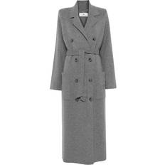 Lana Cappotti Elisabetta Franchi Franchi-Double-Breasted Knit Coat Trench Impermeabili Grigio-Donna Gray 44IT