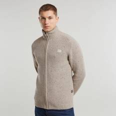 Beige - Bomberjackor Double Collar Knitted Sweater Jacket Multi color Men