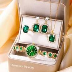 Shein Ladies Watch 4pcs Necklace Earings Rings Jewelry Set And 1pc Rhinestone Decor Quartz Watch Watch For Women Giving Best Gift Sets