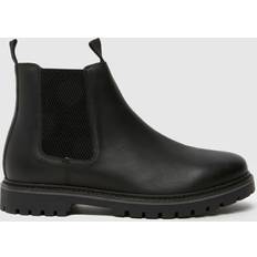 Wide Fit dawson leather boots in black Black