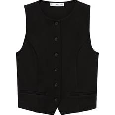 Mango Dame Jakkesæt Mango Sort habitvest med knapper Del af sæt-Black