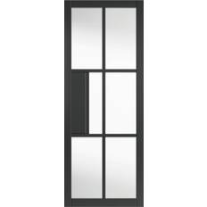 JB Kind Black Civic 198.1 cm H x 838 cm W x 3.5 cm D Interior Door Clear Glass (x198.1cm)