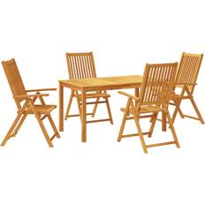 Bois Ensembles repas de patio vidaXL 5 Pcs À Manger Jardin - Bois D'acacia Solide Ensemble repas de patio, 1 Table incluse 4 Chaises