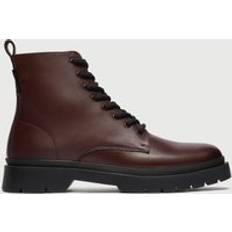 Walk London Callum Bruna Läder Boots Med Snörning