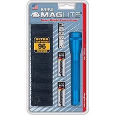 Mini Incandescent 2-Cell AA Flashlight with Holster, Blue