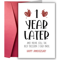 1pc New Year Card For Girlfriend Boyfriend (6.5*4.5in) For Him Her First Wedding Anniversary Card, For Wife Husband's First Wedding Anniversary Gift, For Family, Boyfriend Girlfriend (With Envelope)
