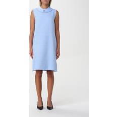 Zijde Jurken Dolce & Gabbana Sleeveless Tweed Dress With Dg Logo Azure