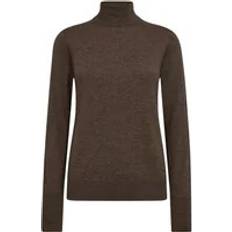 Brun - Dame - Polotrøjer Sweatere Mos Mosh MMRelena Highneck Knit, Rain Drum