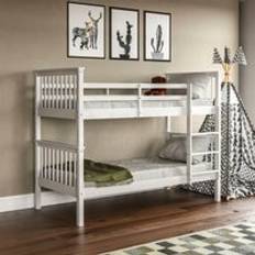 Home Discount Milan 3ft Single Solid Pine Wood Detachable White Bunk Bed